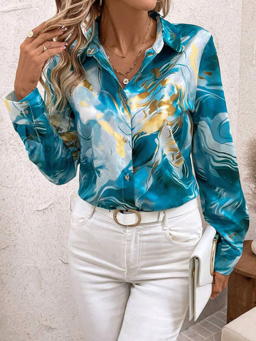 Women's Fashion Tie-Dye Patchwork Bodysuit, Autumn