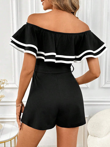 Women's Fashionable Ruffle Trimmed Summer Romper