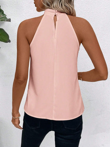 Clasi Women's Fashionable Solid Color Stand Collar Shirt With 3D Flower Decoration