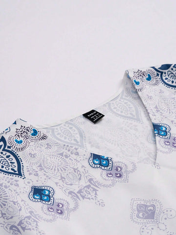 Clasi Women's Fashionable Summer Floral Print Short Sleeve Shirt, Casual Style