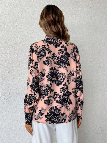 Clasi Women's Floral Print Long Sleeve Blouse, Spring/Summer