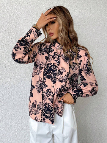 Clasi Women's Floral Print Long Sleeve Blouse, Spring/Summer