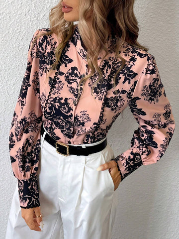 Clasi Women's Floral Print Long Sleeve Blouse, Spring/Summer