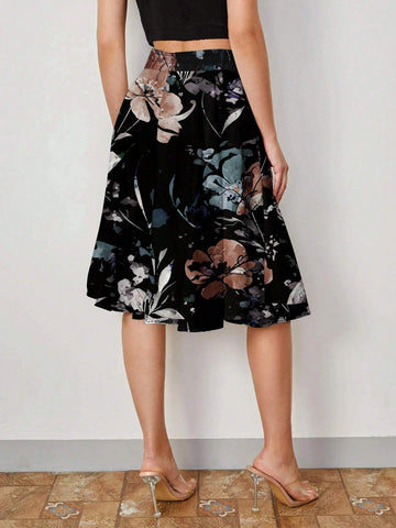 Clasi Women's Floral Printed Pleated Skirt