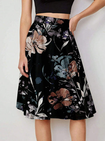 Clasi Women's Floral Printed Pleated Skirt