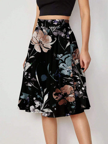 Clasi Women's Floral Printed Pleated Skirt