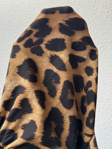 Women's Front Button Collared Sleeveless Leopard Print Pocket Casual Dress