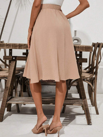 Clasi Women's Front Tie Bowknot A-Line Skirt