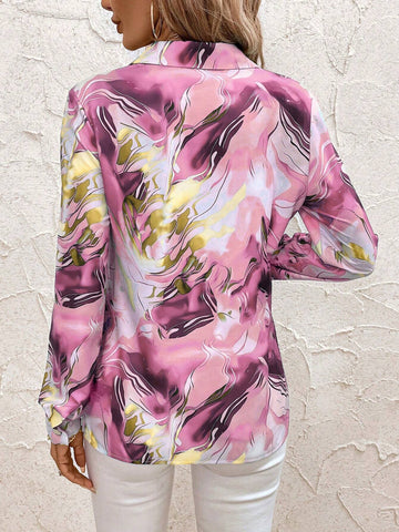 Clasi Women's Gilded Decades Button Front Casual Long Sleeve Blouse