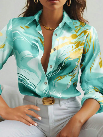 Clasi Women's Gilded Vintage Style Casual Shirt, Simple & Fashionable For Everyday Wear