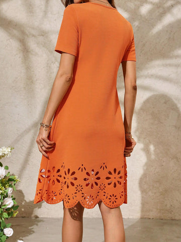 Women's Off-The-Shoulder Dress With Seashell Hem Work Dress