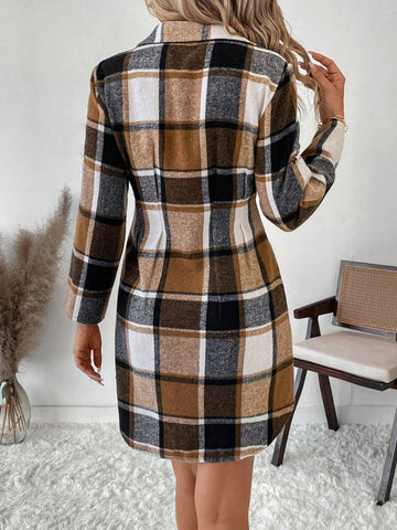 Women's Plaid Pattern Long Sleeve Casual Dress, Autumn/Winter