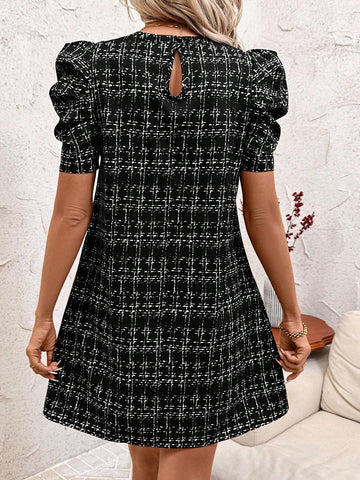 Women's Plaid Print A-Line Dress, Comfortable And Suitable For All