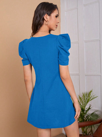 Women's Puff Sleeve A-Line Dress