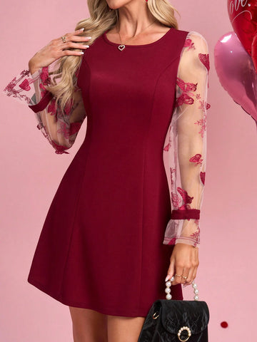 Women's Romantic Elegant Butterfly Mesh Sleeve Dress