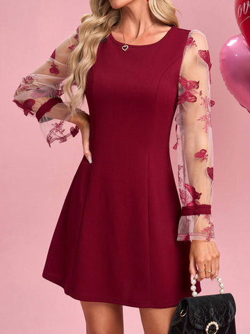 Women's Romantic Elegant Butterfly Mesh Sleeve Dress