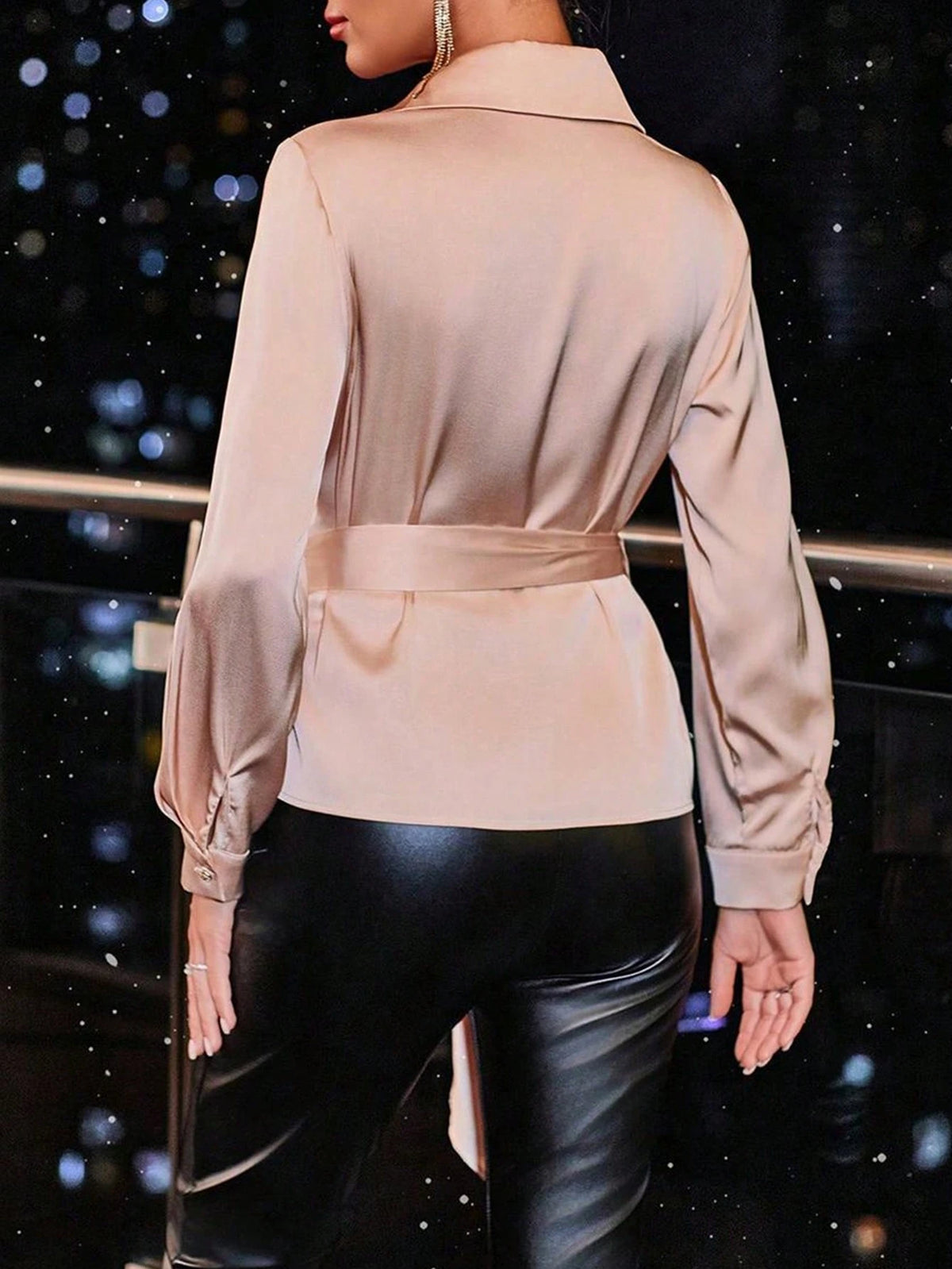 Clasi Women's Solid Color Front Button Long Sleeve Minimalist Casual Shirt