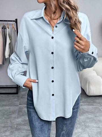 Clasi Women's Solid Color Simple Daily Long Sleeve Shirt