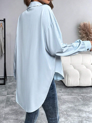 Clasi Women's Solid Color Simple Daily Long Sleeve Shirt