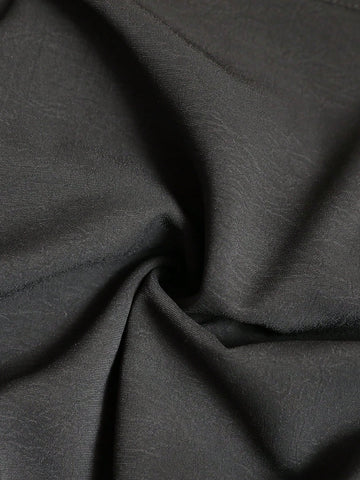 Clasi Women's Solid Color Square Neck Puff Sleeve Asymmetrical Hem Elegant Blouse, Black And White Contrast, Autumn