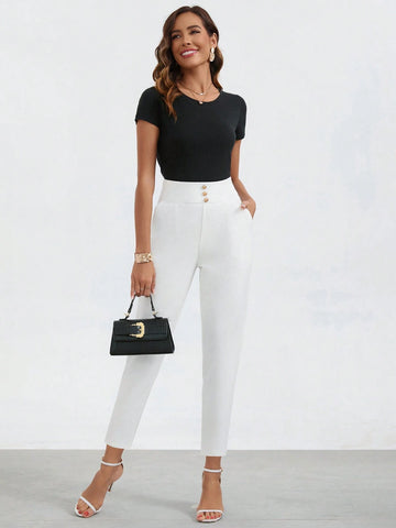 Clasi Women's Solid Color Tapered Casual Pants