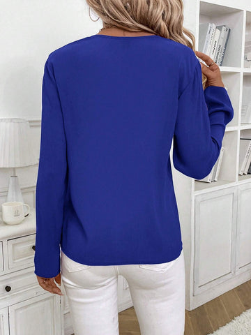 Clasi Women's Solid Notched Neck White Blouse