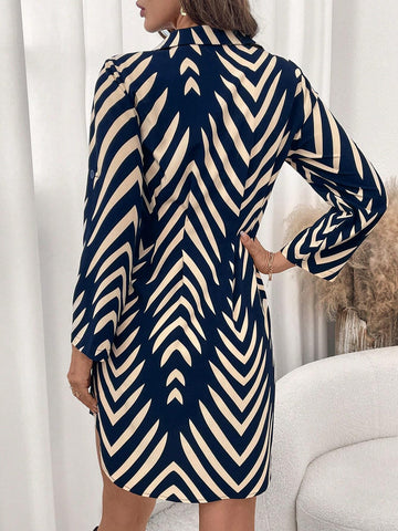 Women's Striped Cinched Waist Sleeveless Shirt Dress With Buttoned Placket And Flared Hem, Blue