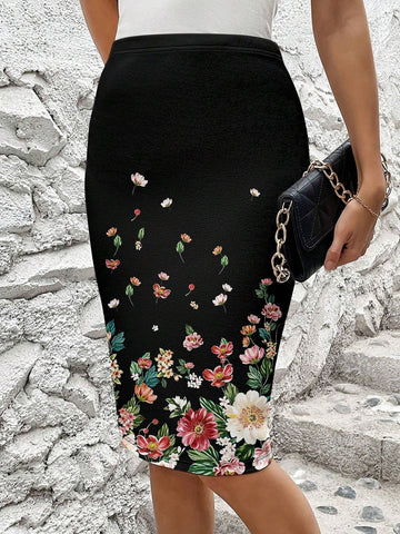 Clasi Women's Summer Floral Printed Bodycon Skirt