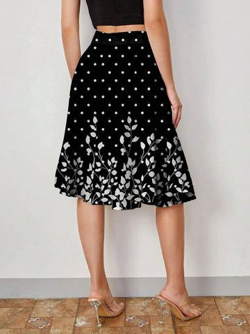 Clasi Women's Summer Floral & Polka Dot Printed Skirt