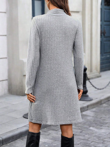 Women's Textured Flared Sleeve Casual Dress Suitable For Home, Leisure And Outdoor Wear