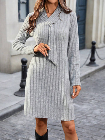 Women's Textured Flared Sleeve Casual Dress Suitable For Home, Leisure And Outdoor Wear