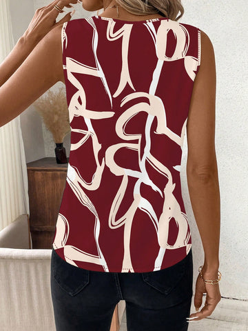 Clasi Women's V-Neck Casual Asymmetrical Striped Pattern Tank Top, Spring/Summer