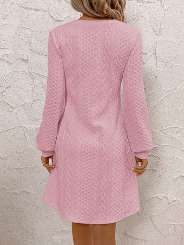 Women's V-Neck Long Sleeve Casual Short Dress, Autumn