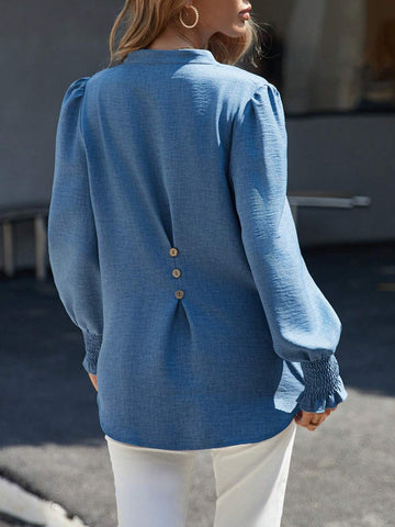 Clasi Women's V-Neck Long Sleeve Knitted Fashion Loose Comfortable Trendy Blouse