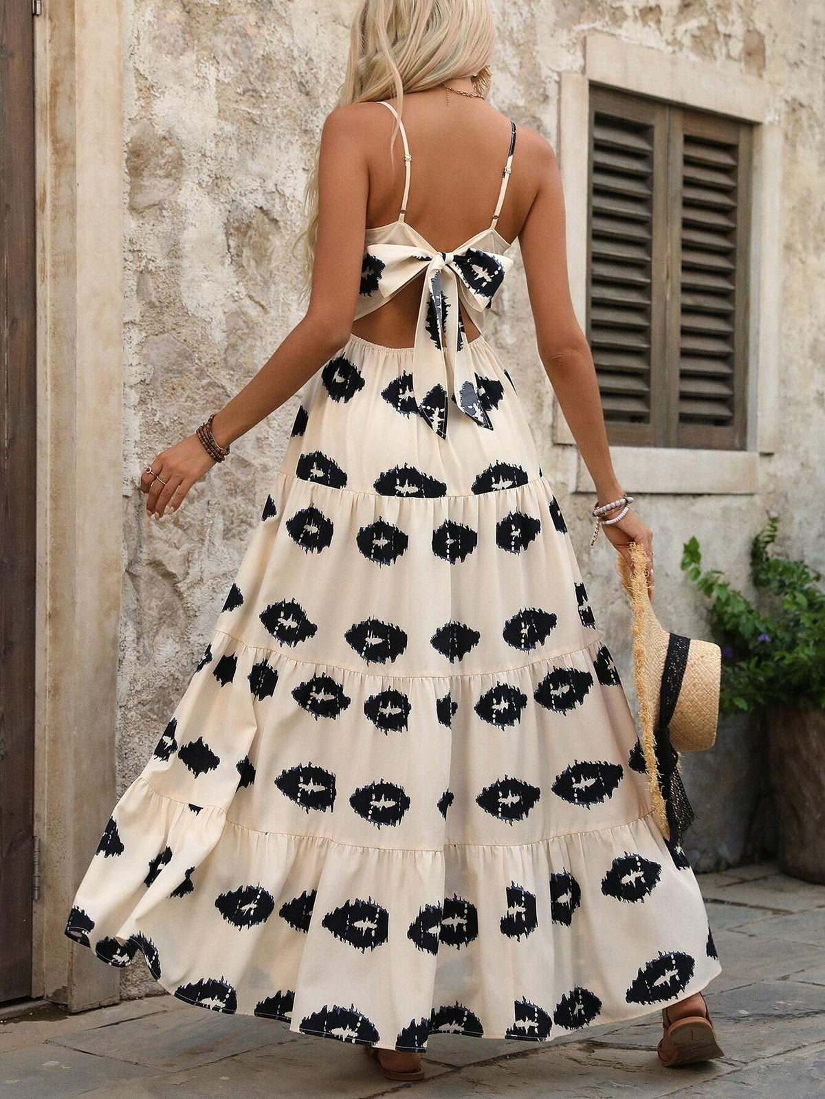Women's Vacation Lip Print Long Tank Sexy Dress