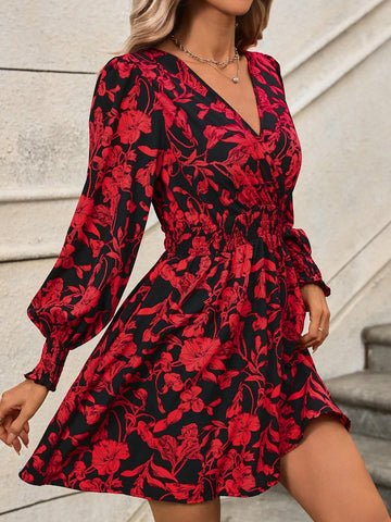 Women's Waisted Floral Mini Dress
