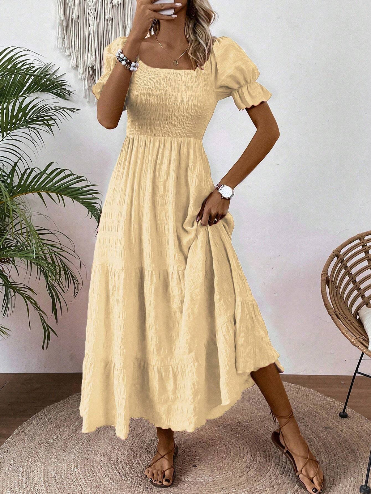 Women's Women's Solid Color Simple Pleated Design Dress