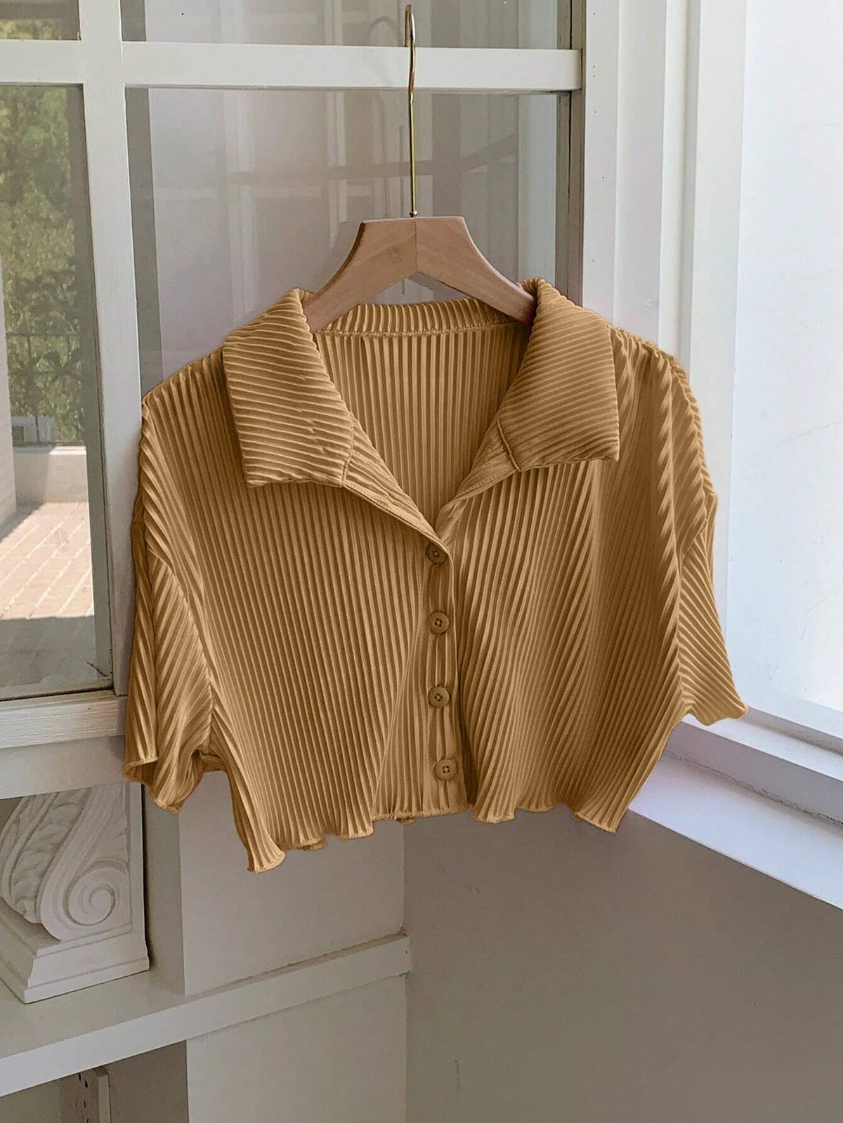 Comfortcana Y2K Cropped Pleated Shirt - Spring Summer