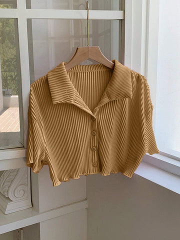 Comfortcana Y2K Cropped Pleated Shirt - Spring Summer