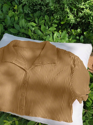 Comfortcana Y2K Cropped Pleated Shirt - Spring Summer