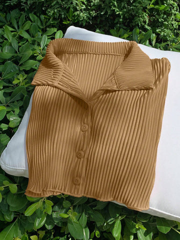 Comfortcana Y2K Cropped Pleated Shirt - Spring Summer