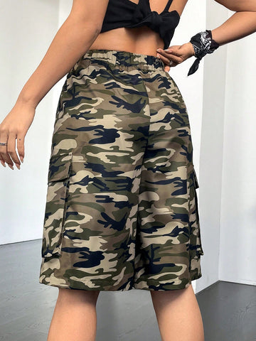 Coolane Camouflage Pattern Cargo-Style Five Point Pocket Shorts