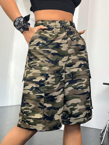 Coolane Camouflage Pattern Cargo-Style Five Point Pocket Shorts