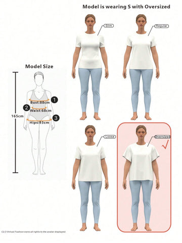 Casual Minimalist Cartoon Letter Printed Short Sleeve Round Neck Oversized Women's T-Shirt,