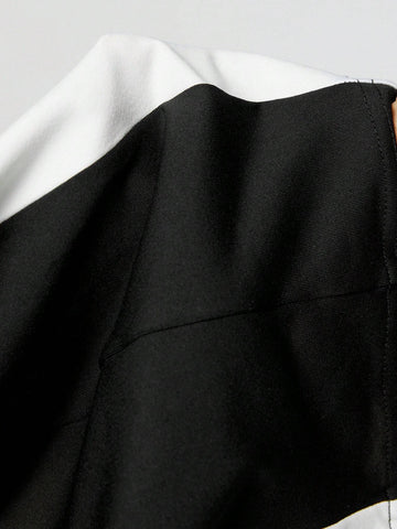 Color-Block Halter Neck Skinny Jumpsuit For Women, Suitable For Summer