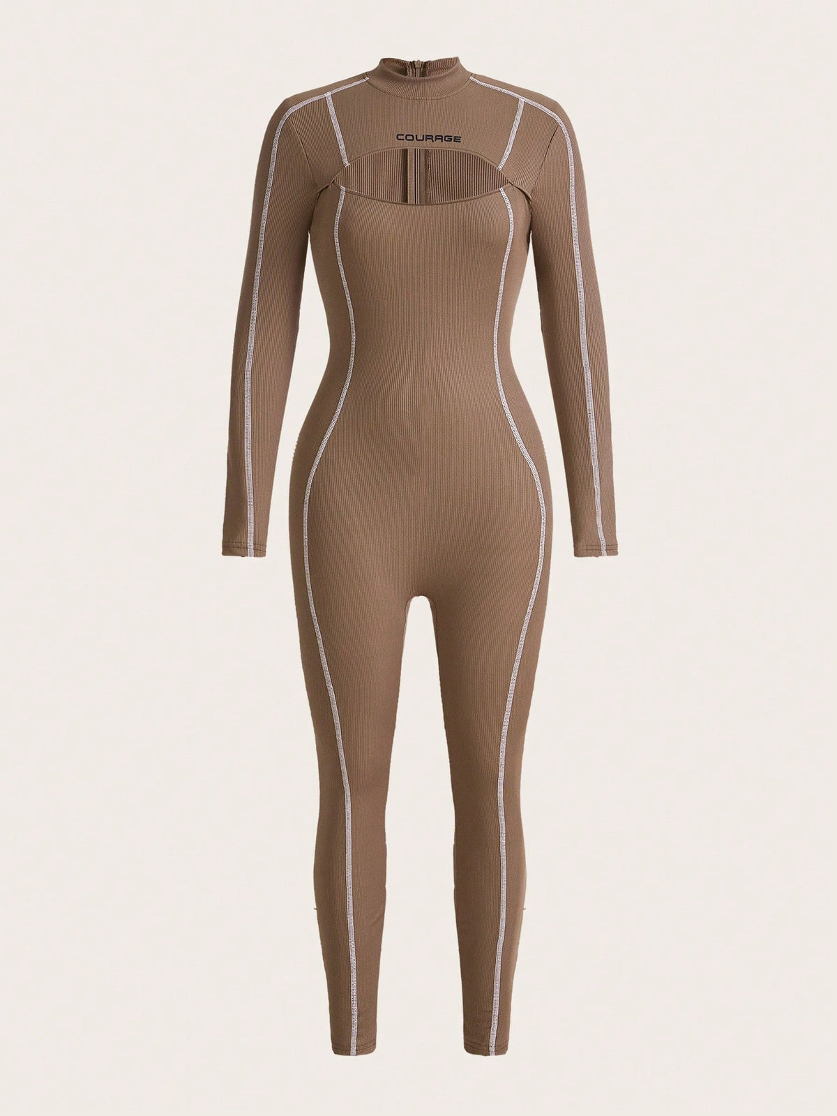 Color-contrast Stitching Detail Stretchy Jumpsuit Trousers