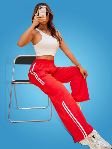 Coolane Contrast Tape Side Flap Pocket Cargo Pants