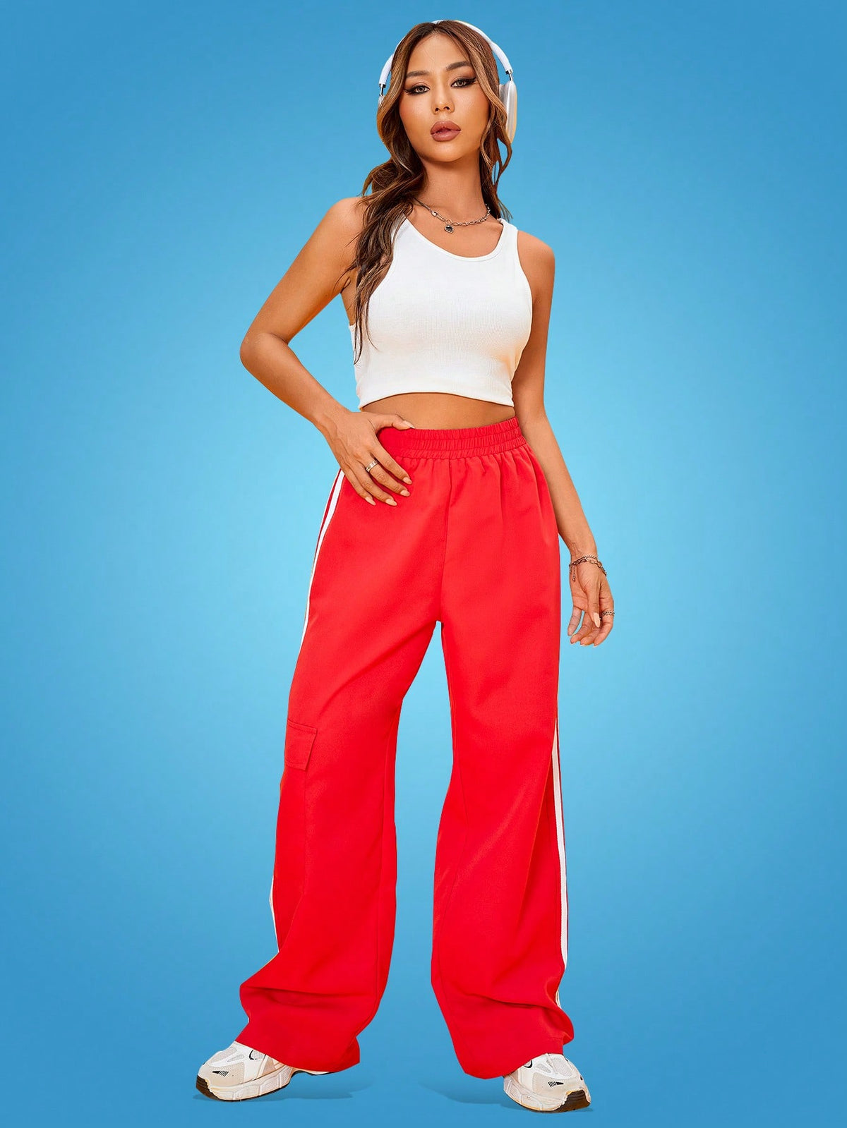 Coolane Contrast Tape Side Flap Pocket Cargo Pants