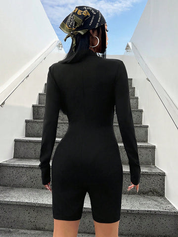 Contrast Trim Long-Sleeved Bodysuit