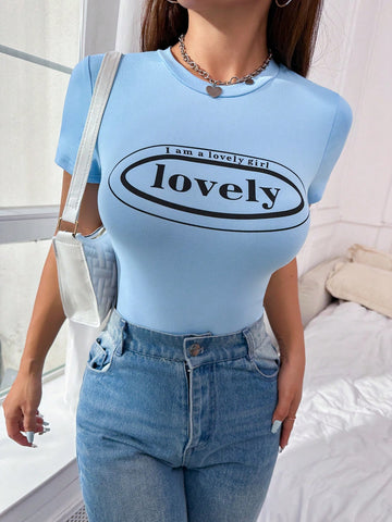 Cool Letter Printed Bodysuit